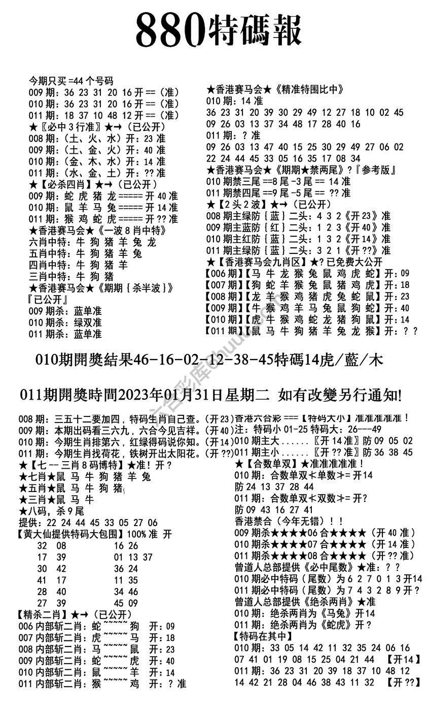 特码报880