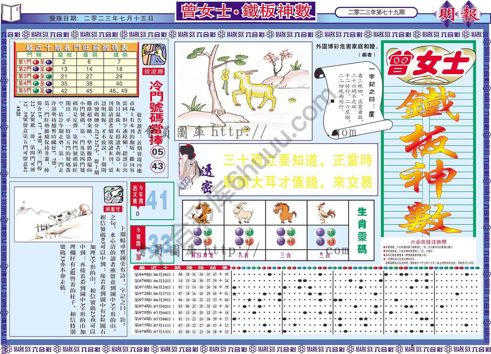曾女士铁板神数