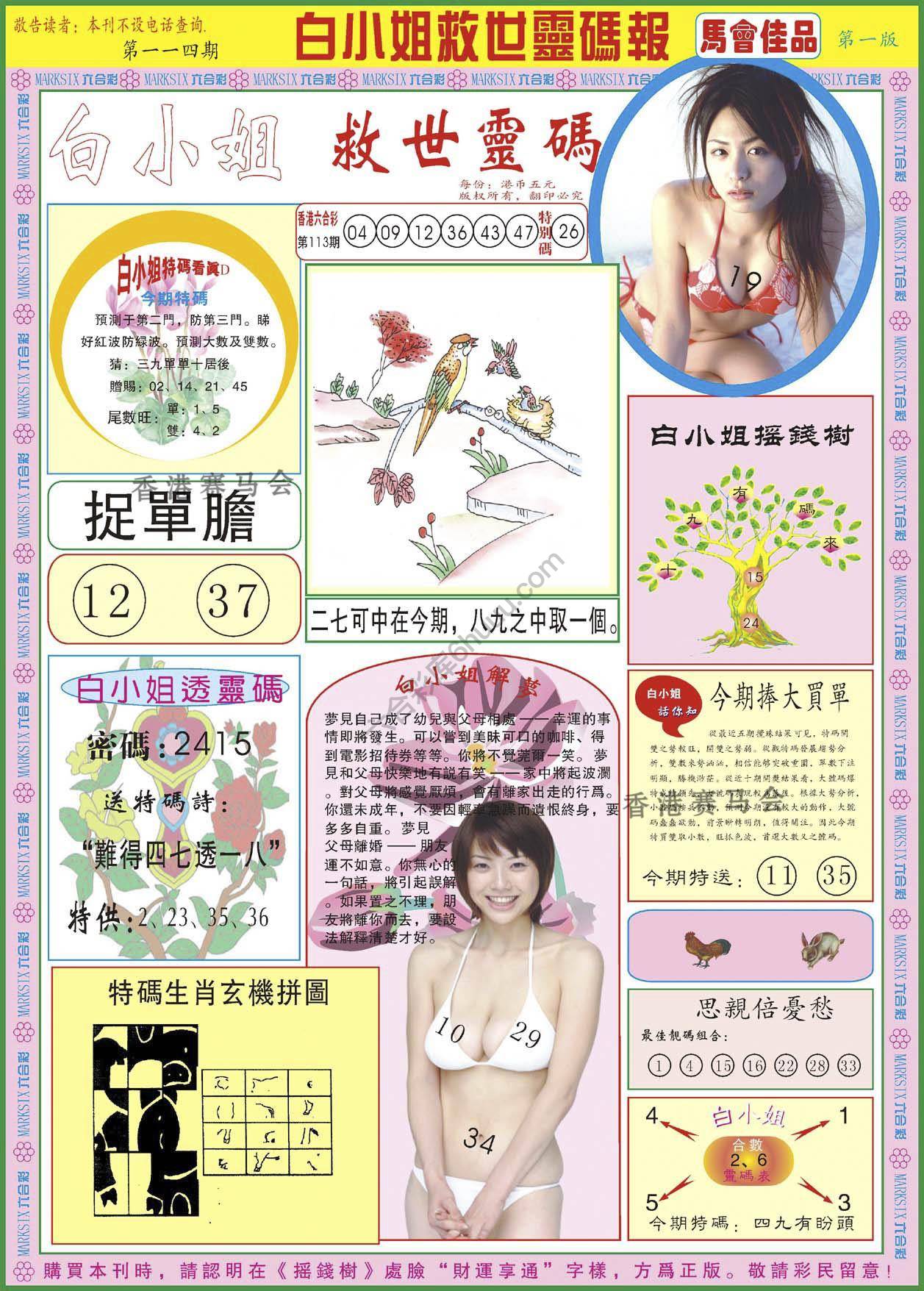 白小姐救世灵码报