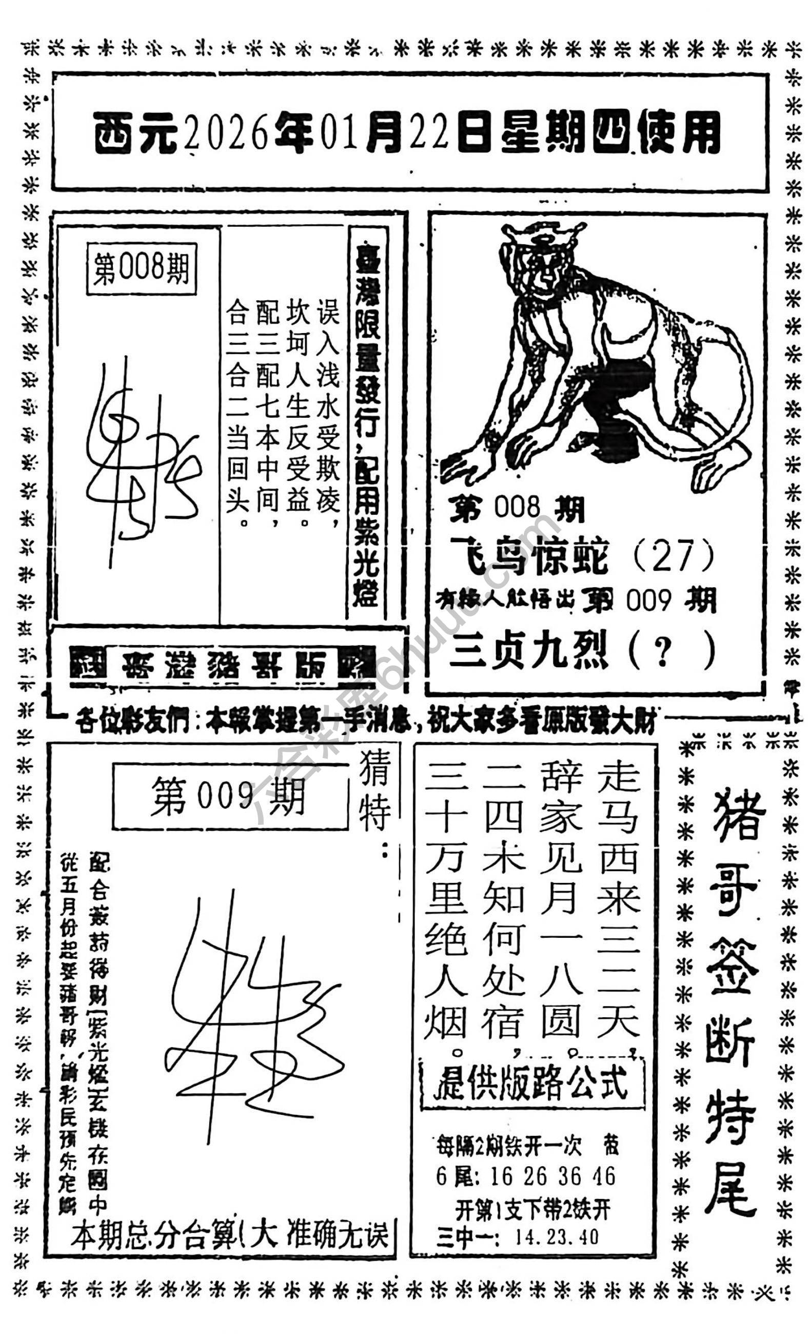猪哥签断特尾
