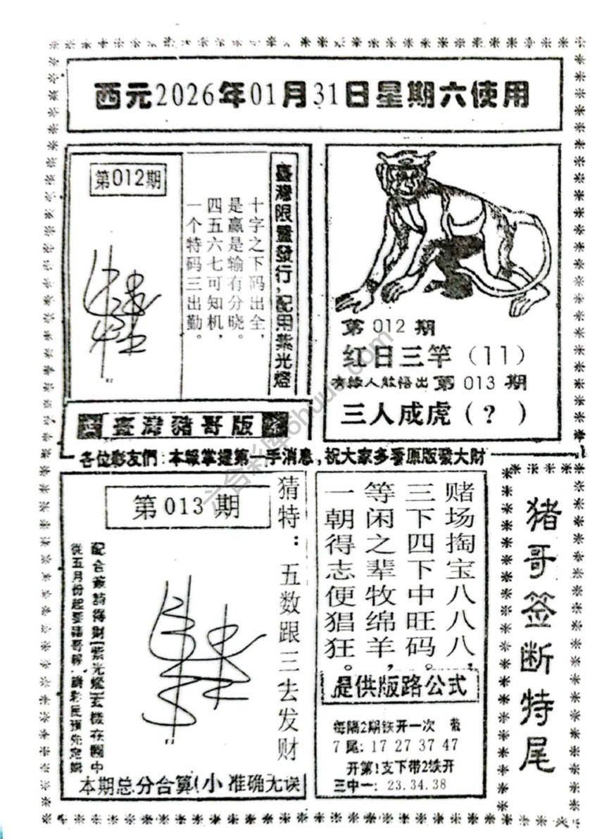 猪哥签断特尾