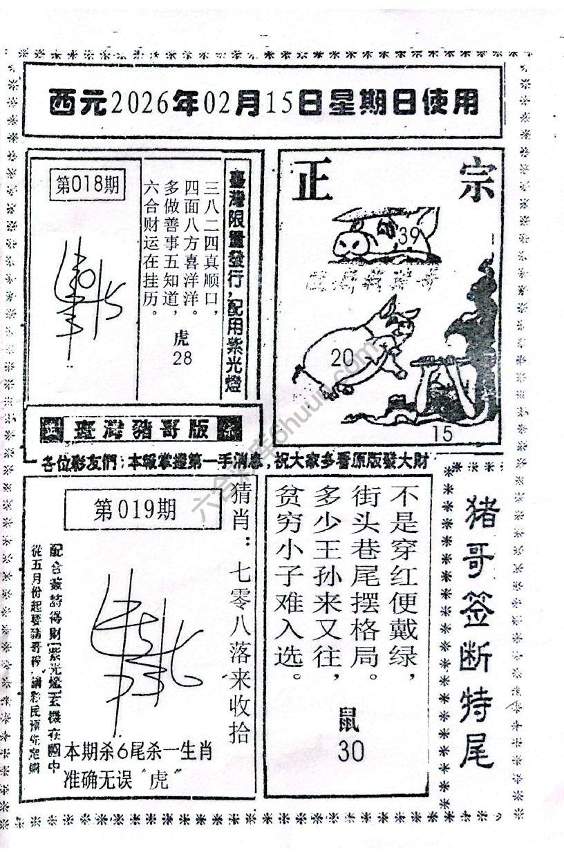 猪哥签断特尾