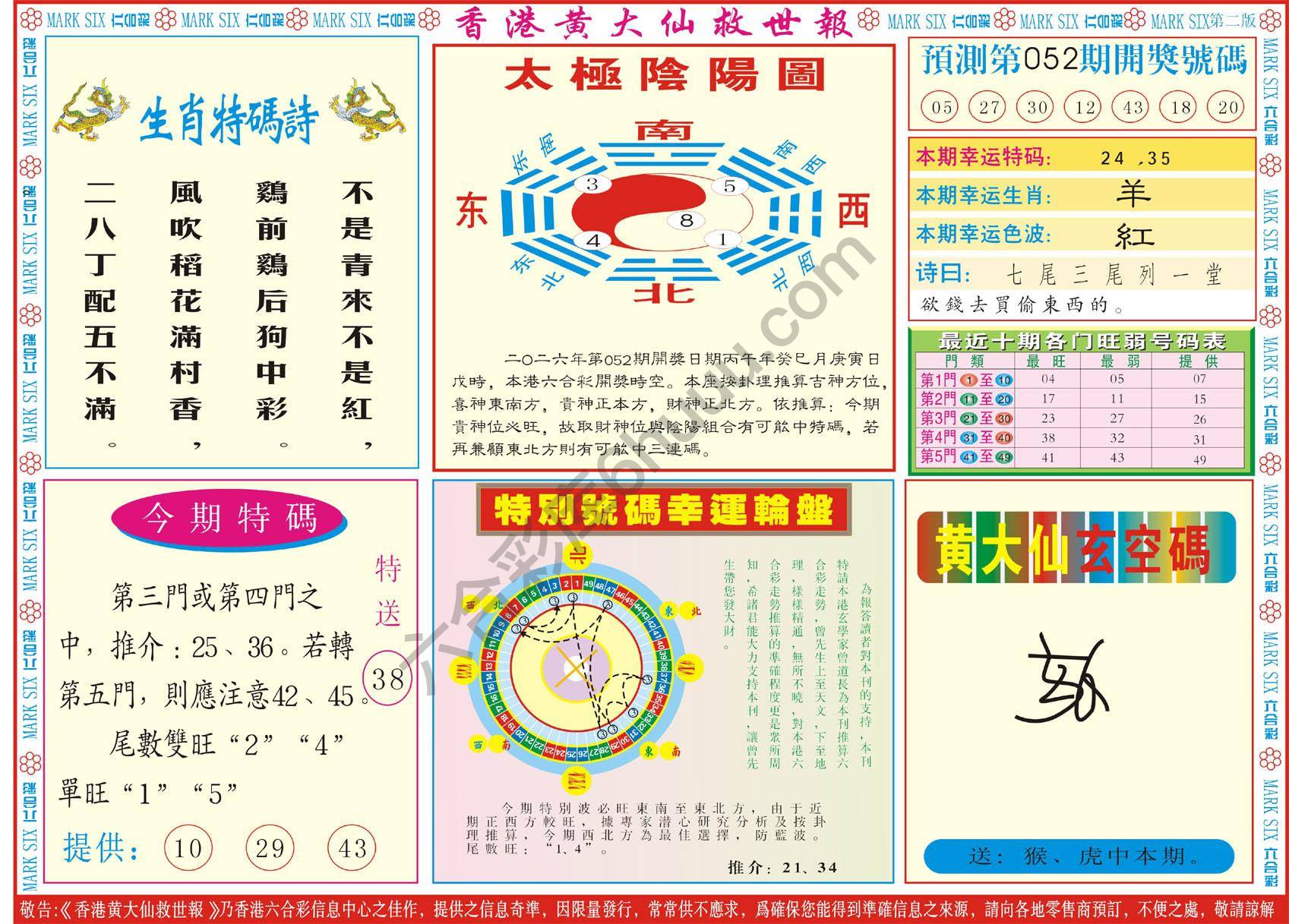 香港黄大仙救世报
